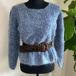 Harley of Scotland Women’s Shades of Blue Mohair Blend Pullover Sweater Jumper L